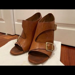 Chloe double strap peep toe heels